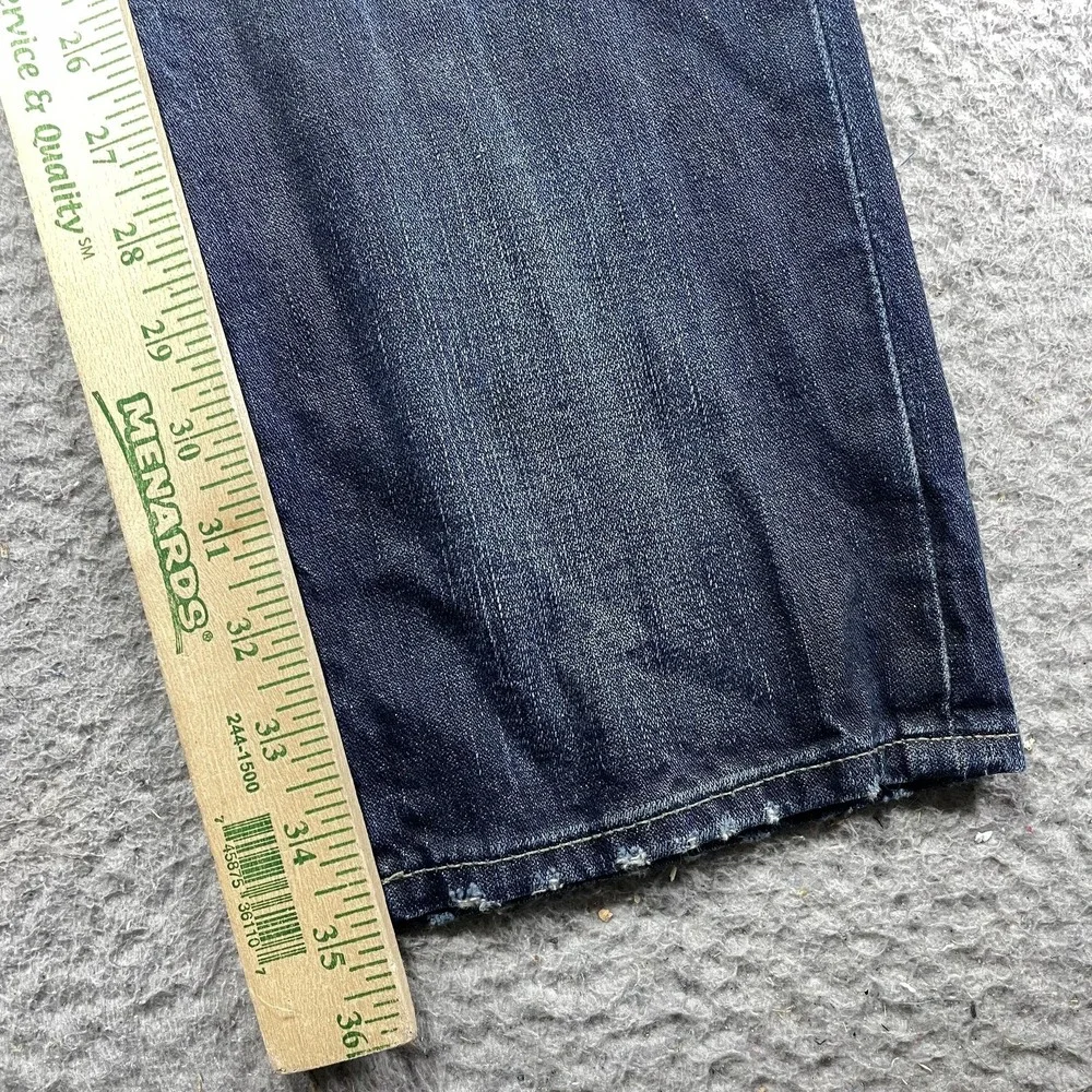 True Religion Geno Relaxed Slim Jeans Mens 34 Blue Wash Distress Denim Fit 36x35